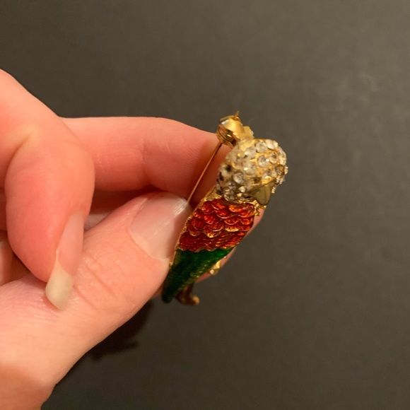 Vintage Parakeet Rhinestone Brooch - Picture 3 of 6